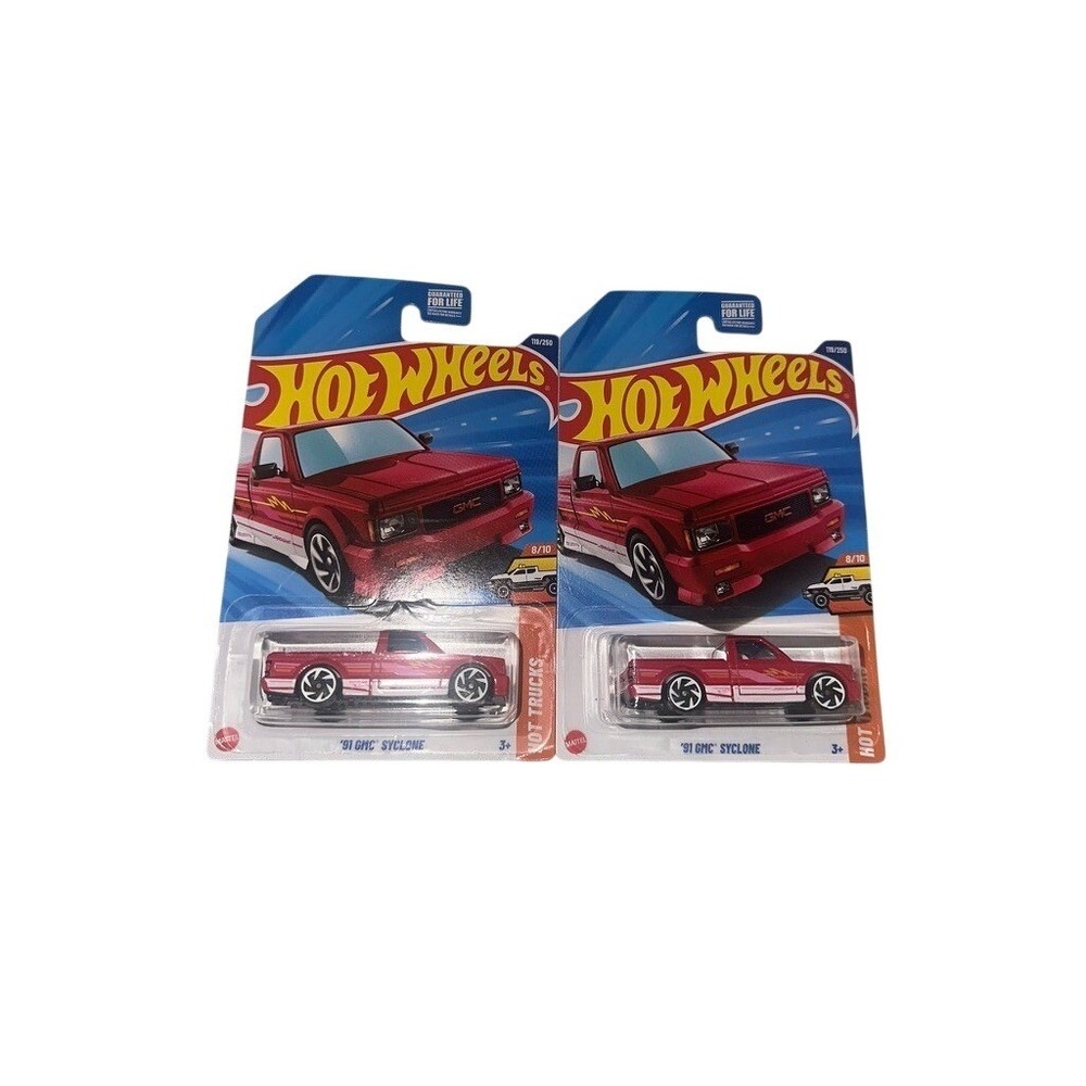 Hot Wheels 91 GMC Syclone Red‎ Hot Trucks 119/250 Diecast Car Lot of 2